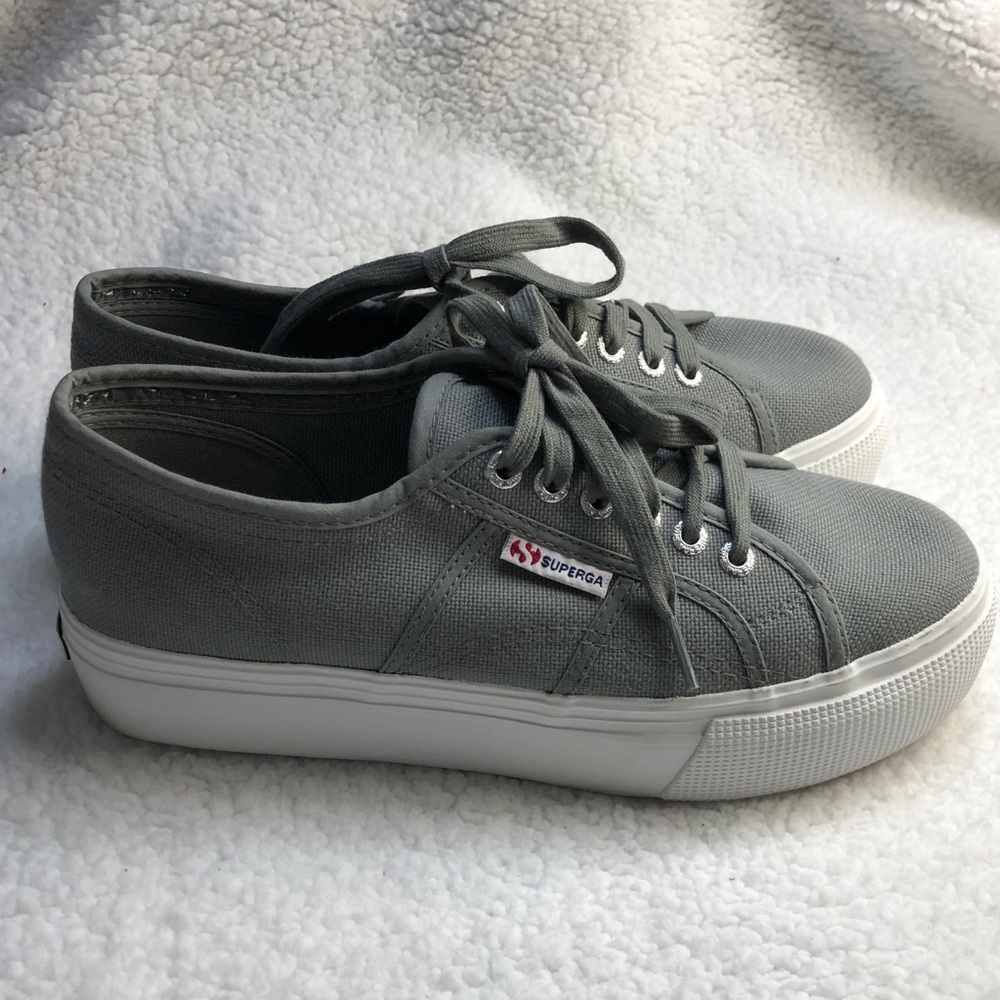 SUPERGA PLATFORM GREY SNEAKERS SIZE 9.5
